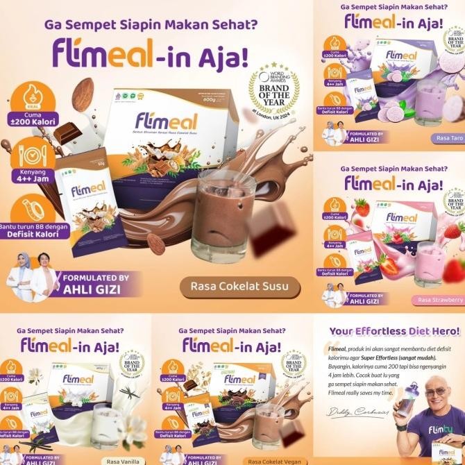 

Sale 1 Box Flimeal Meal Replacement Isi 12 Sachet By Flimty - Flimeal Cokelat Susu - Flimeal Taro - Flimeal Vanilla - Flimeal Strawberry - Flimeal Cokelat Vegan - Flim Meal Bpom Dan Halal