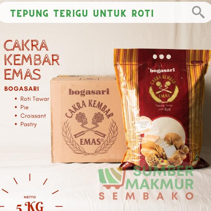 

Murah Tepung Terigu Cakra Kembar Emas Premium Roti 5 Kg