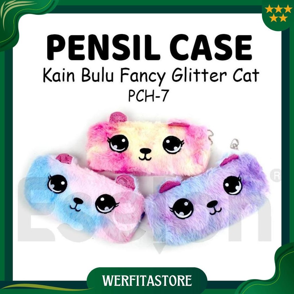 

[Es.Jkt] Kotak Pensil Resleting Bulu Kuping Rainbow / Kotak Pensil Resleting Bulu Fancy Promo Puncak