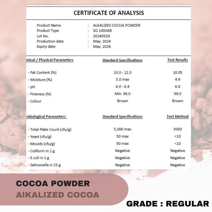 

Promo Alkalized Cocoa Powder / Coklat Bubuk 1 Kg Regular Grade Cocoa Sq 1000Ab
