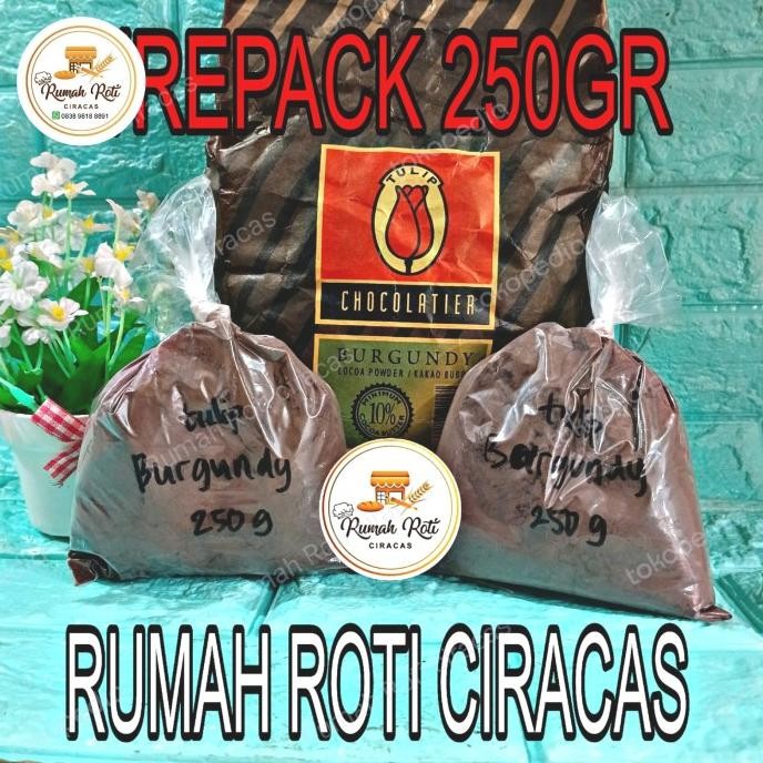 

Sale Tulip Burgundy Repack 250Gr Cocoa Powder Cokelat Bubuk 10% Chocolate
