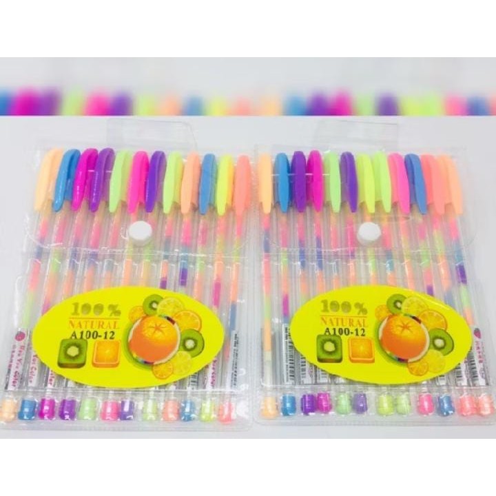 

1pak) Pulpen Pelangi / Rainbow Gel Pen Unik Warna Warni Pulpen Gel 1 Pack isi 12 pcs
