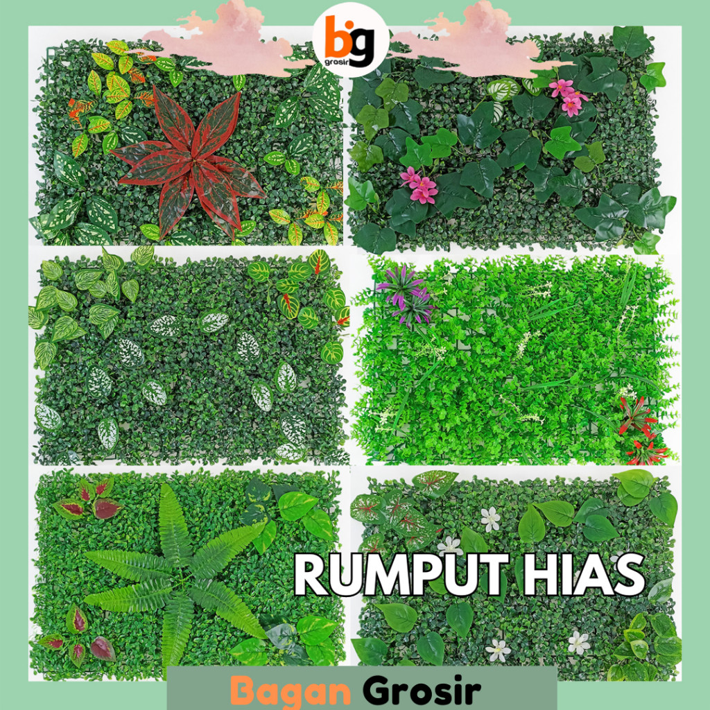 Promo  Bg Artificial Flower Rumput Dinding Bunga Hias Pagar Sintetis Rumput Dekorasi Hijau