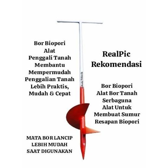 Murah Biopori Bor Alat Gali Tanah Manual / Bor Biopori Tanah Manual 6 Inch Spiral Mata Bor 3 Ulir Po