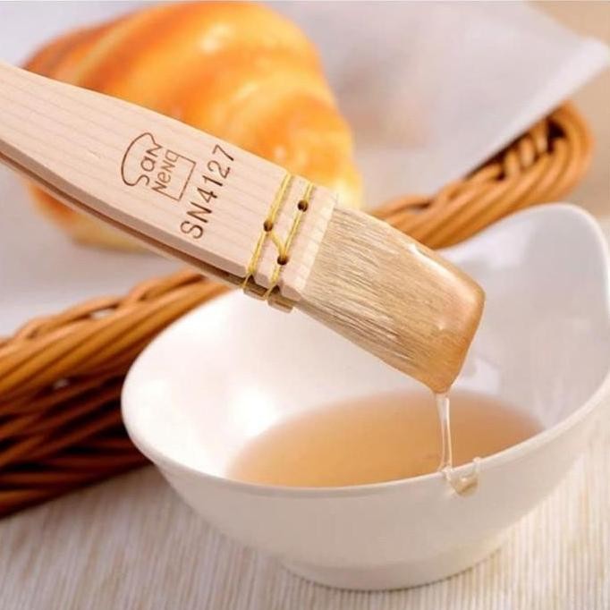 TERBARU Sanneng SN4127 - Cake Wool Brush / Kuas Oles Roti Bulu Domba - Small