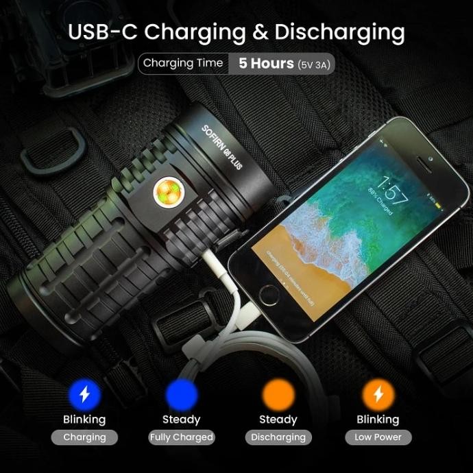 Murah Sofirn Q8Plus Rechargeable Flashlight 16000 Lumens With Anduril 2.0 Ui Senter Flashlight