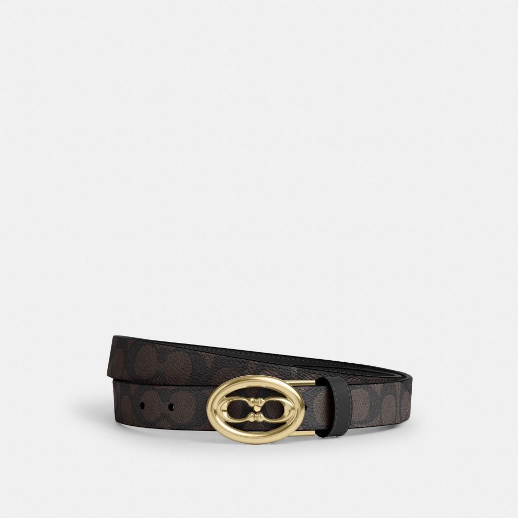 Coach Kissing C Belt In Signature - Sabuk Wanita