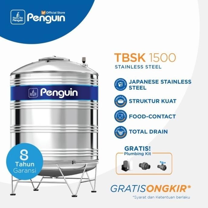 Tangki Stainless Penguin Tbsk 1500 Liter - Toren Air Tbsk1500 Pinguin New Stok