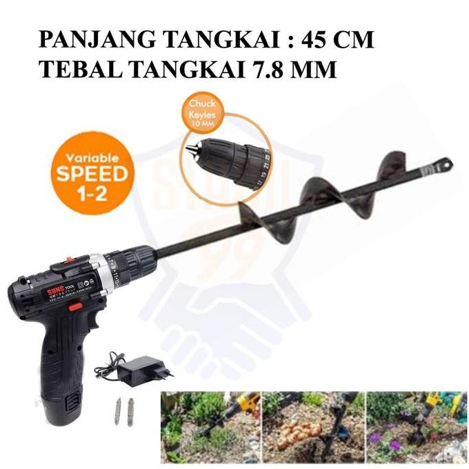 Murah Mesin Bor Tanpa Kabel 12V Penggali Tanah Taman Pembuat Lobang Tanam