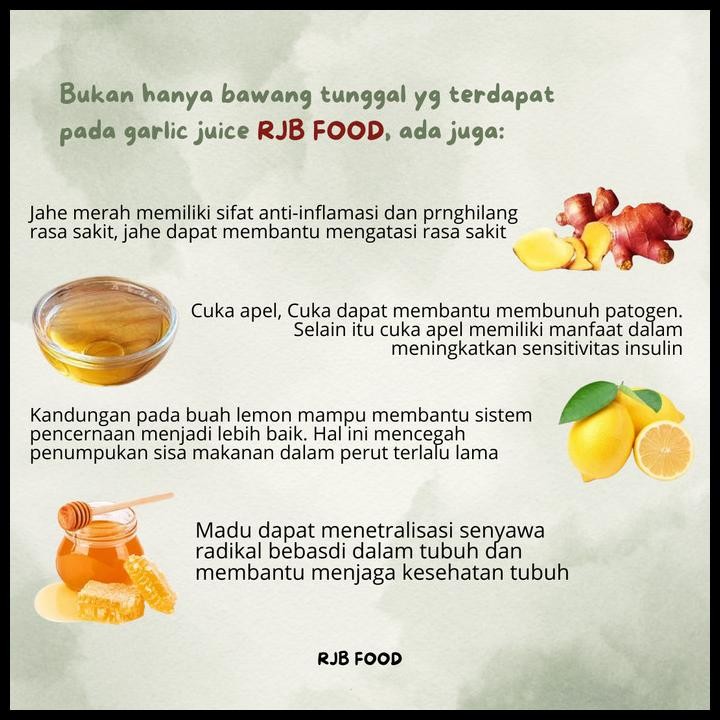 

500Ml Jus Bawang Putih Tunggal Jahe Merah Lemon Madu Hutan Cuka Apel Original Best Seller