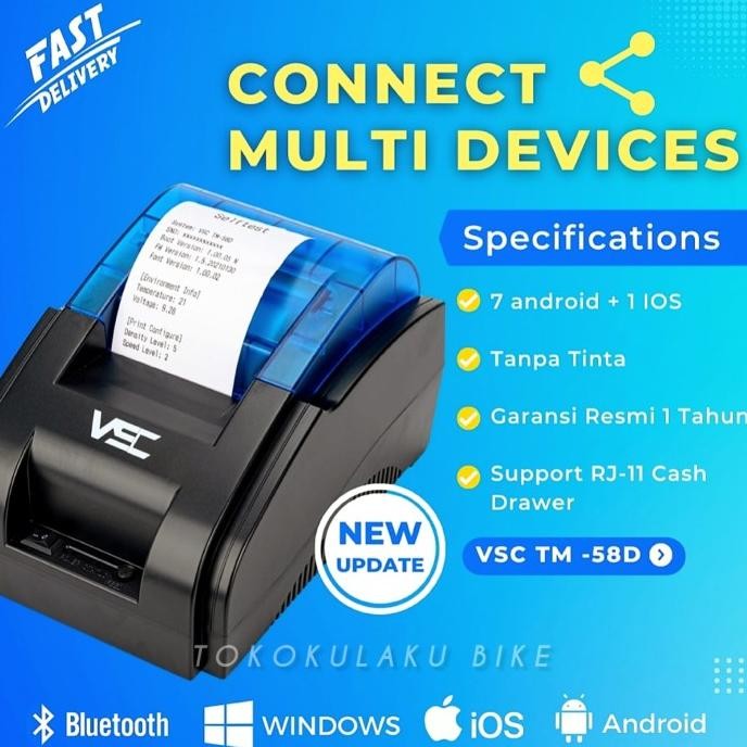 Mesin Printer Bluetooth Portabel Label Barcode Thermal Co