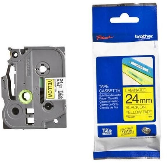 

Label Tape Cassete Brother Tze-651 24 Mm Black On Yellow Co