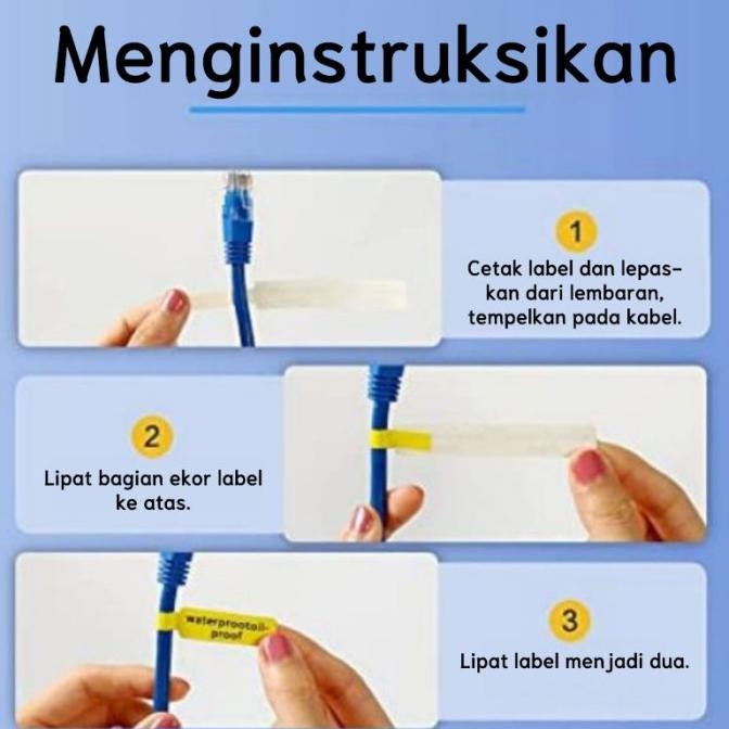 NIIMBOT B21 B1 B3S Kertas label termal kabel stiker jaringan serat optik tahan air dan anti gores kl