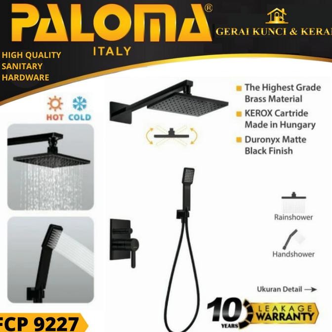Shower Set Tanam Paloma Fcp 9227 4 Way Keran Air Panas Dingin Hitam New Stok