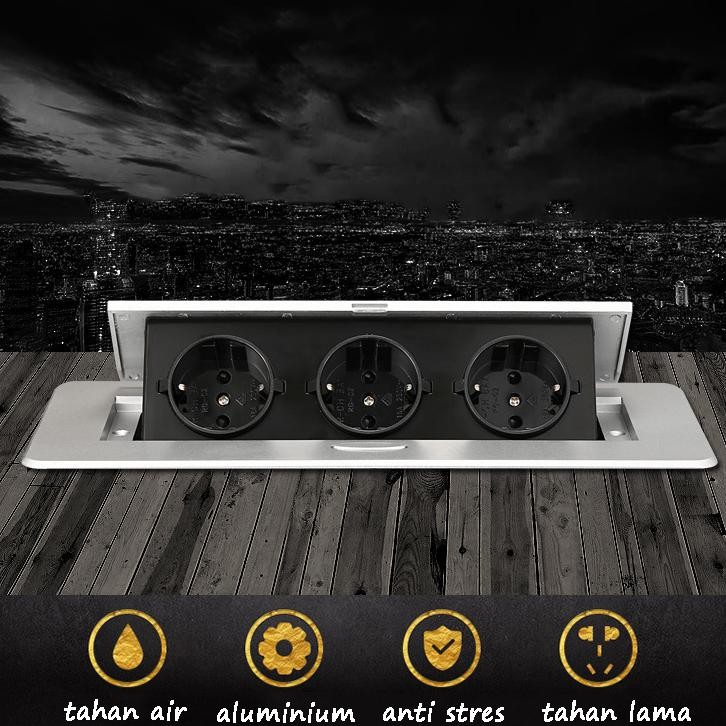 Stop Kontak Tanam Meja Soket pop-up 3lubang Desktop Tertanam Stopkontak Floor/Desk outlet