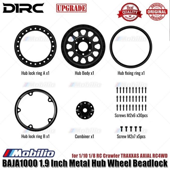 Murah D1Rc Baja1000 1.9 Inch Metal Hub Wheel Beadlock For 1/10 1/8 Rc Crawler Traxxas Axial Rc4Wd Ve