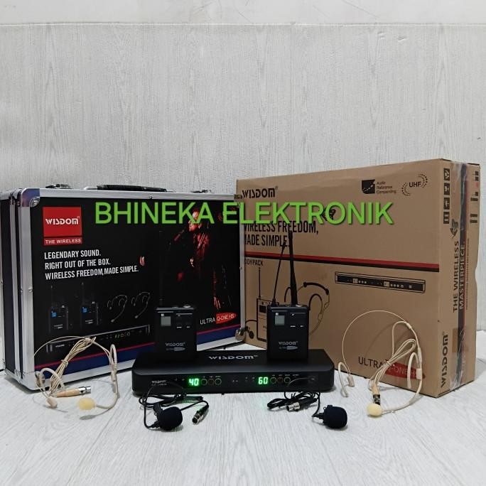 Wisdom Q1 Hs Wireless 2 Mic Jepit Clip-On + 2 Mic Headset Bando Q-One Co
