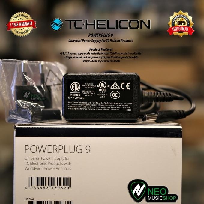 Tc Helicon Powerplug 9 9V / 1A Power Supply For Tc Helicon Products Co