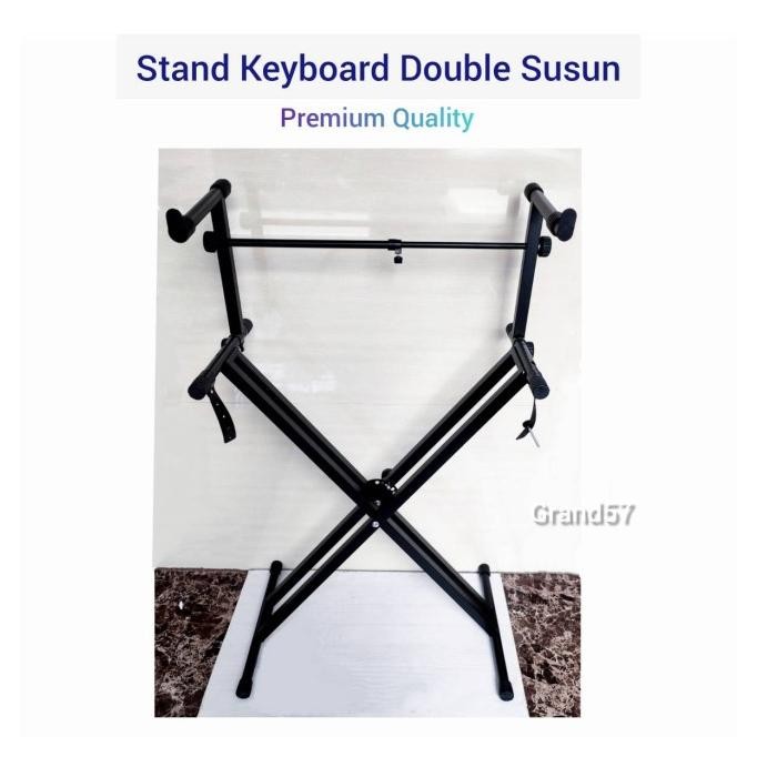 Stand Keyboard Piano Double 2 Susun Dua Rak Tingkat Tiang Stand Co