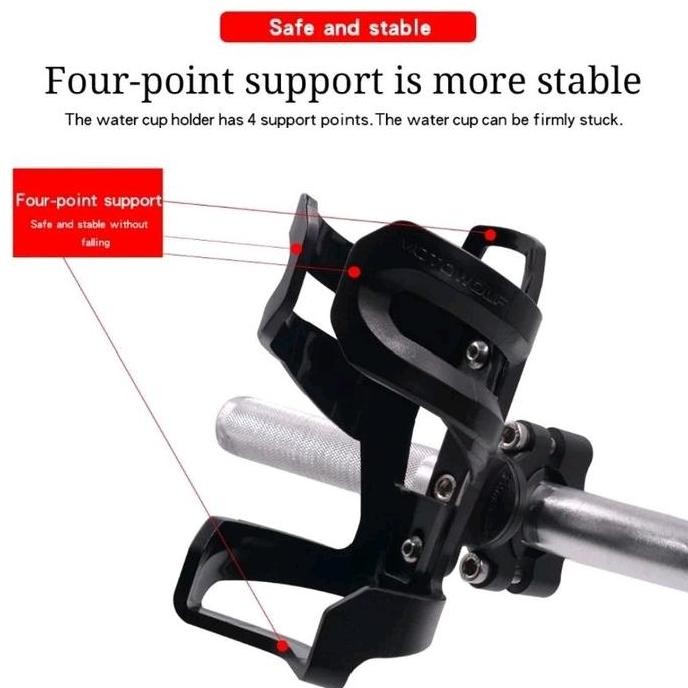 MOTOWOLF BOTTLE HOLDER TEMPAT DUDUKAN BOTOL MINUM SEPEDA DAN MOTOR TEMPAT BOTOL AIR MINUM STANG SPIO