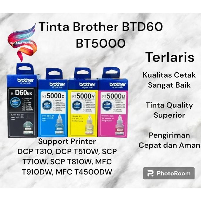 1 Set Tinta Brother Btd60 Bt5000 Original For Printer Dcp T310 T510W