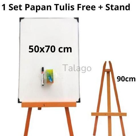 

1 Set Whiteboard Standing 50x70 cm - Stand / Penyangga Papan Tulis Free Spidol Penghapus