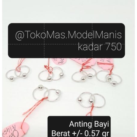 NEW anting bayi emas putih 750 kadar 17 K