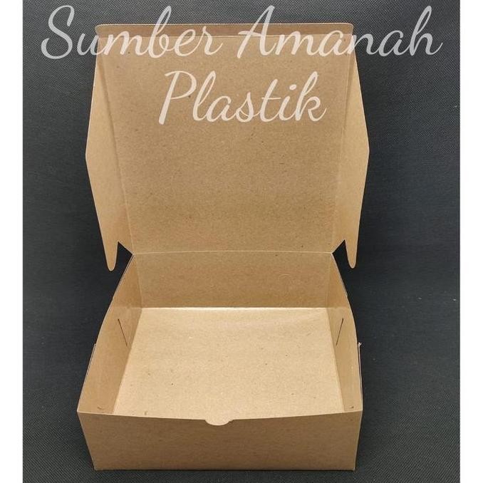 

Box Dus Nasi Cokelat Kraft Non Laminasi 18x18 310 Gsm l Dus Kotak Nasi Catering 25Set murah
