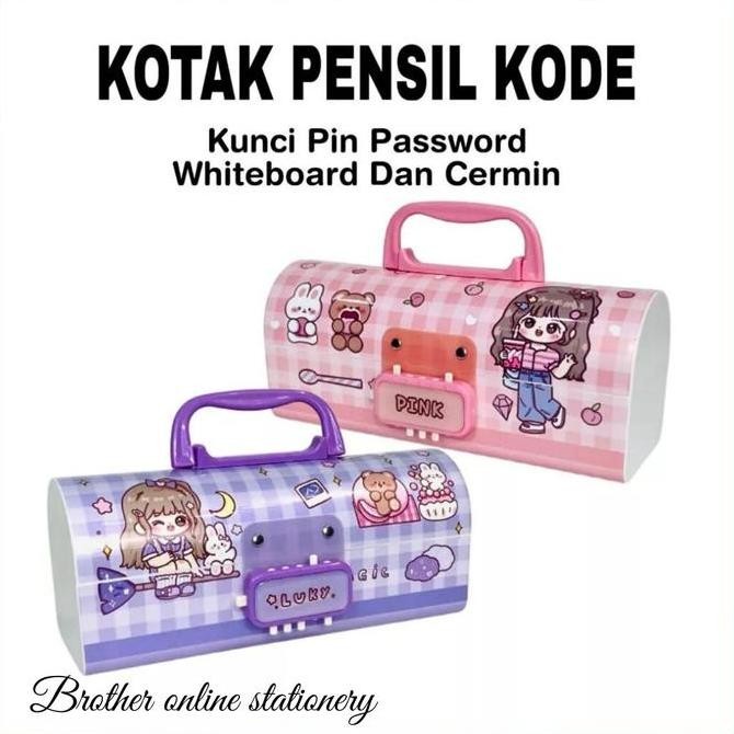 

BOS Kotak Pensil Plastik Kode Whiteboard + Kunci Pin/Kotak Pensil Kode/Pencil Case Stationery