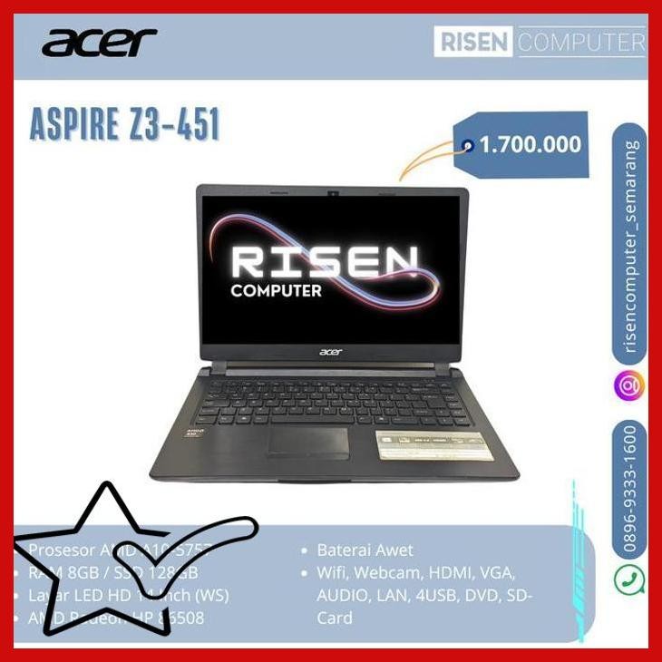 [SLS] Second LAPTOP ACER ASPIRE Z3-451 AMD A10 5757 RAM 8GB SSD 128GB Notebook 14inch Seken Bekas