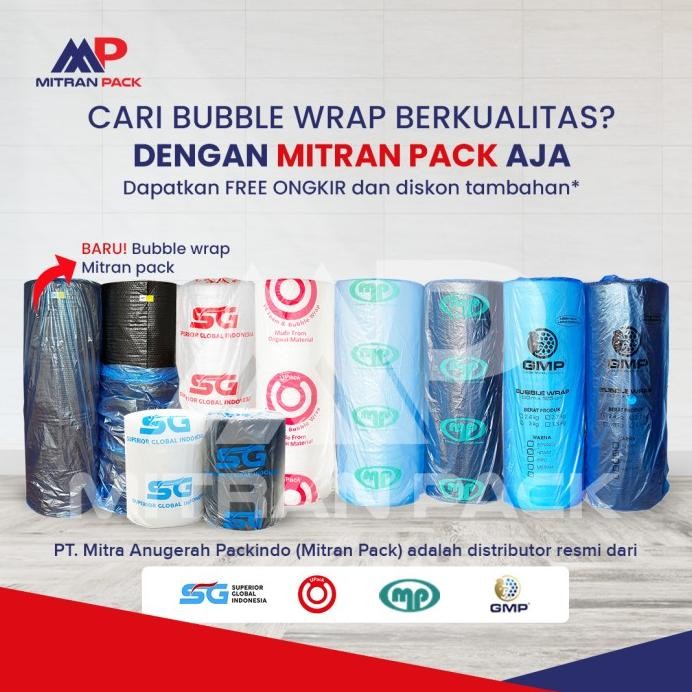 

Bubble Wrap GMP 125 cm x 50 meter Hitam Bening Merah Biru murah