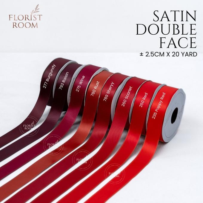

Pita Satin Double Face 2.5cm x 20yard Red Series murah