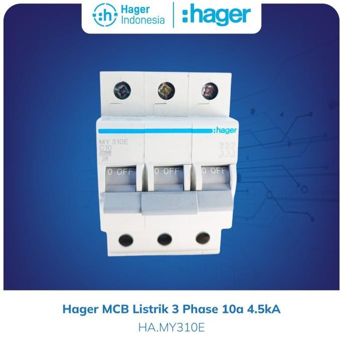 Hager Mcb 10A 10 Ampere 3 Phase 4.5Ka - My310E New Stok