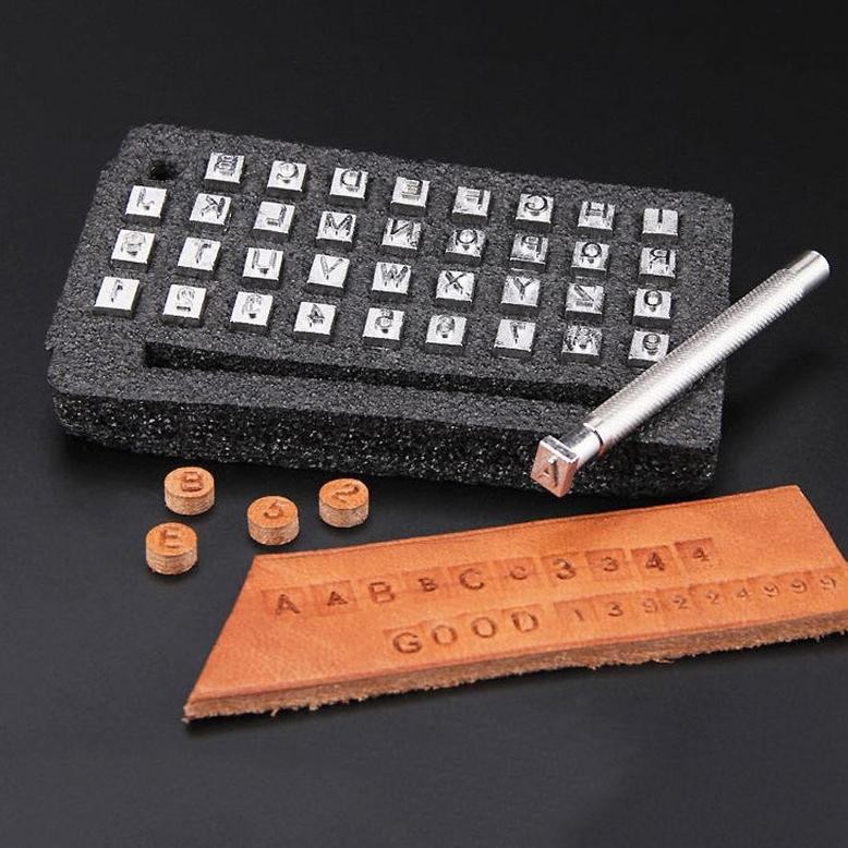 

sa-324 36pcs Alphabet Stamp Set Stempel Punch Huruf Alfabet Angka Bahan Baja Untuk Kulit Original