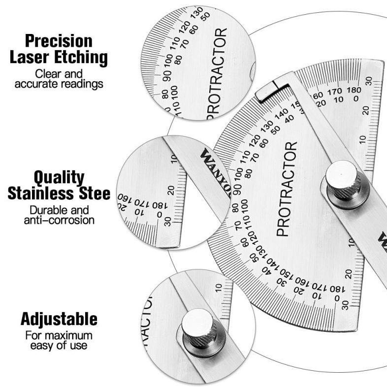 

fj-44 180 Derajat Busur Derajat Stainless Protactor Alat Ukur Sudut 100mm Degree Protractor Busur Protractor Penggaris Jangka Terlaris