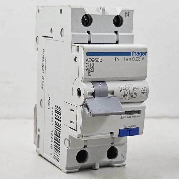 Hager Ad960B 10A Rcbo Elcb Rccb 1Phase 2Pole 30Ma C10 Earth Leakage New Stok