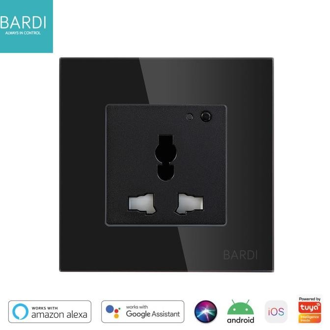 Wall Switch Smart Uni Bardi Wifi - Black ; Stop Kontak Pintar Hitam ; 13A Timer New Stok
