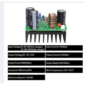 Konverter Step Up Boost 900W 15A Modul Inverter Step Up Dc 120V Dc-Dc New Stok