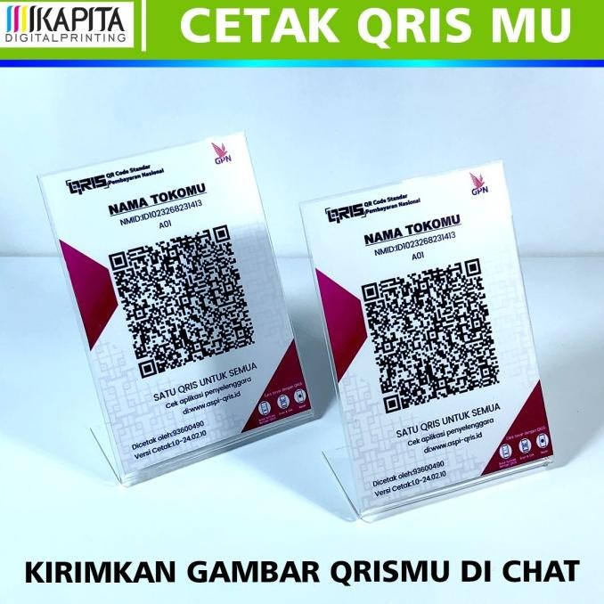 

redi (Paket Lengkap) Cetak Qris & Akrilik Stand Berdiri Tipe L | Cetak Qris Akrilik Termurah Siyap Pakai | Acrylic Standing