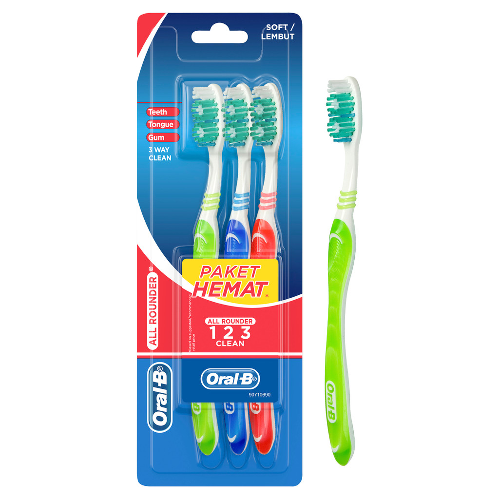 Oral-B Sikat Gigi All Rounder 123 Clean Soft 3s