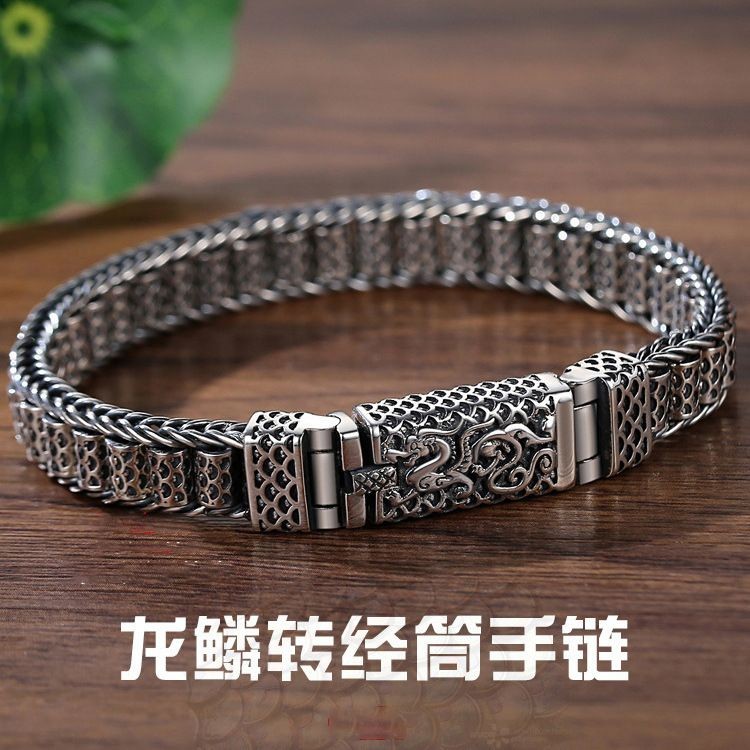 925Gelang Keberuntungan Perak Murni untuk Pria Buatan Tangan Mewah Ringan Niche Tenun Indah Kepribad