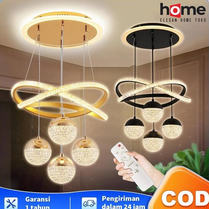 Ruang Makan Dekoratif Lampu Gantung Ruang Tamu Lampu Besi Hitam Kristal Akrilik lampu  gantung Black
