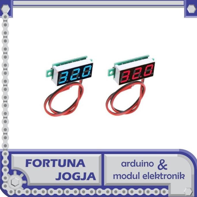 Voltmeter Merah Mini 0.28 Inch 2 Kabel Dc 2.5V-30V Co
