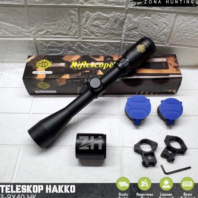 Terlaris TELESKOP HAKKO 3-9X40 PLUS SUNHIDE RETIKEL HK TAHAN GETAR TERMURAH SALE