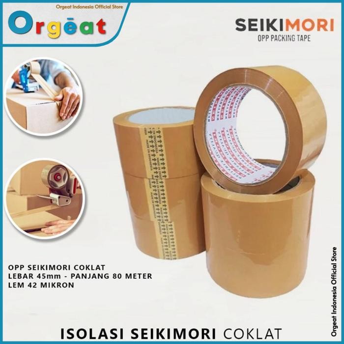 

OGT - Lakban Bening Coklat Besar Solasi Selotip Seikimori Isolasi Solatip