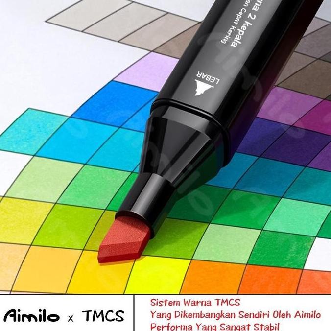 

Aimilo Spidol Warna Warni 1 Set Kemasan Kartun Sketch Marker 2 Tip Touch Marker 48/60/80 Warna Co