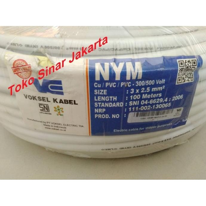 Kabel Listrik Nym 3X2.5 Kabel Nym 3X2,5 Voksel Perroll 100M New Stok