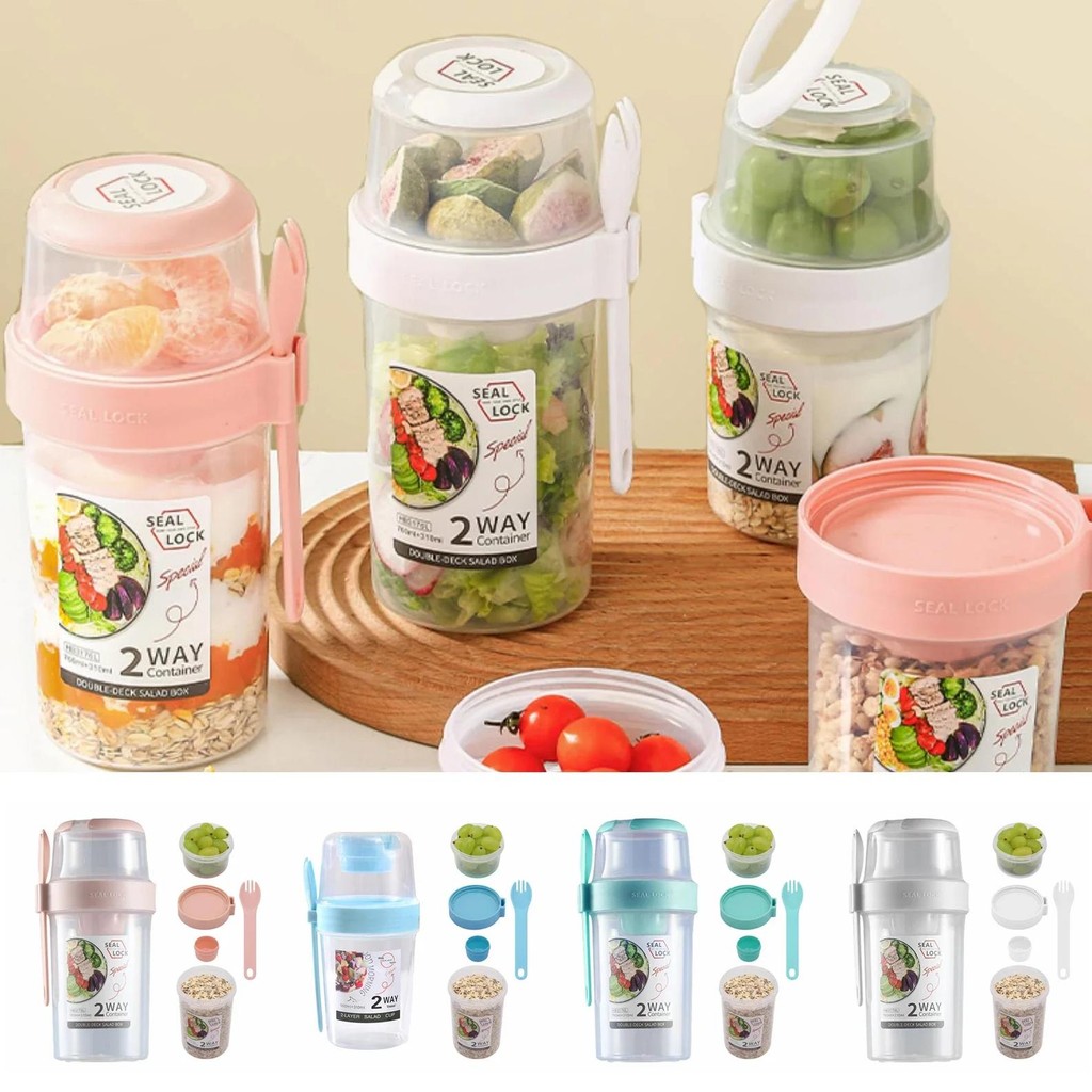 

Breakfast On The Go Cups, Salad Cup To Go, Take And Go Yogurt Cereal Overnight Oats Snack Parfait Containers & Salad Dressing Ho