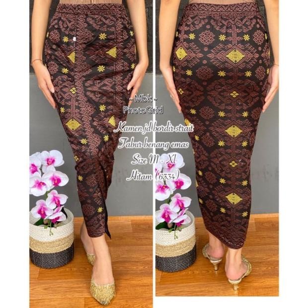 Diskon Rok Kamen Jadi Bordir Tabur Benang Emas Strait Murah