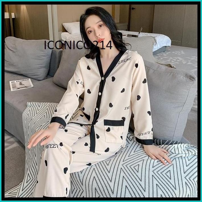 MPP MAKMUR PUSAT PIYAMA P457 - M10/MX10 - PIYAMA WANITA DEWASA MODEL KANCING DEPAN MEWAH LENGAN PANJ